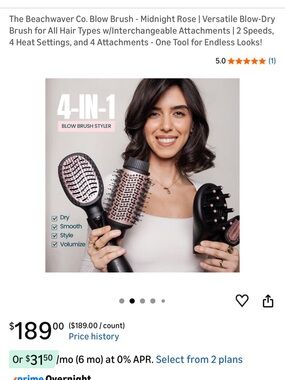 The Beachwaver Co. 4-in-1 Blow Brush Styler in Pink and Black